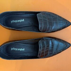 Jeffrey Campbell Brown Croc-Embossed Loafers